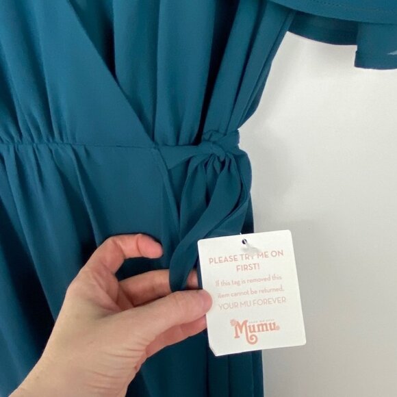 NWT Show Me Your Mumu Sophia Wrap Maxi Dress Deep Jade Size Small New Tags Boho - Picture 7 of 10